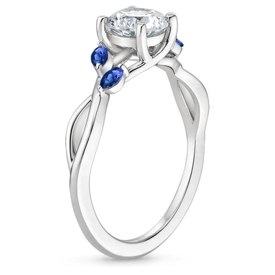 Oro bianco dell'anello 18K di Marquise Cut Blue Moissanite Wedding con il diamante sviluppato laboratorio