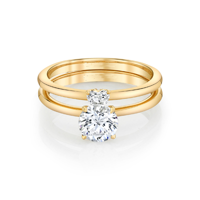 Impegno giallo Ring Set Heart Cut di Moissanite dell'oro solido dei gioielli d'avanguardia