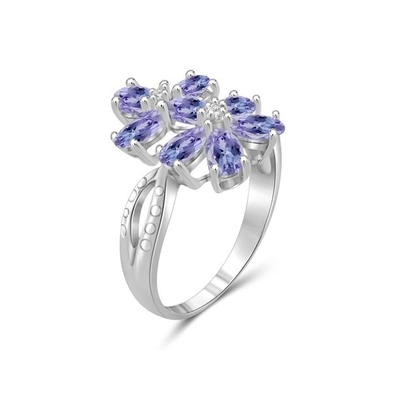 1 carati Tanzanite ed accento CZ bianca Sterling Silver Engagement Ring
