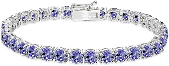 24,70 CTW Tanzanite naturale e braccialetto della CZ in oro bianco solido 14K