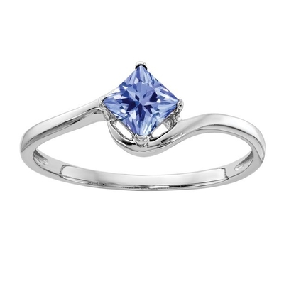oro bianco dell'anello di fidanzamento 14k di principessa Cut Natural Tanzanite di 4mm