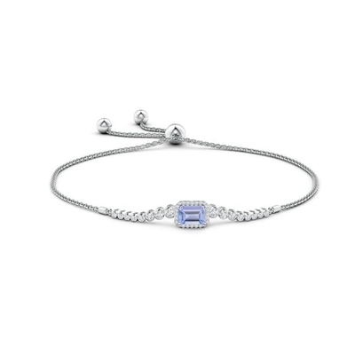 Braccialetto naturale regolabile di ANGARA Tanzanite per l'oro bianco delle ragazze 14K delle donne