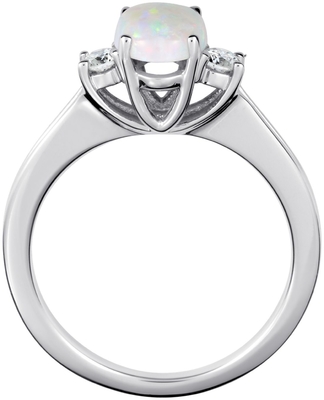Anello blu e bianco Laboratorio-creato ovale dell'opale, di Sapphire Open Frame Twist Shank in Sterling Silver