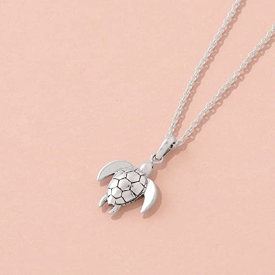 Collana del pendente di Sterling Silver Sea Turtle Animal dei gioielli di Boma, 18 pollici