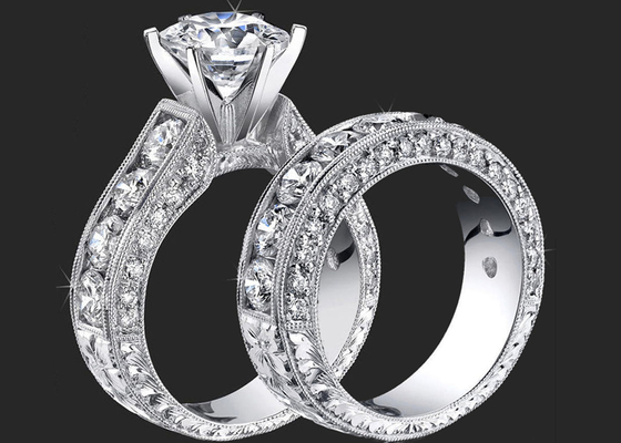 14K giro Diamond Engagement Wedding Rings GH VS1 GIA Certification