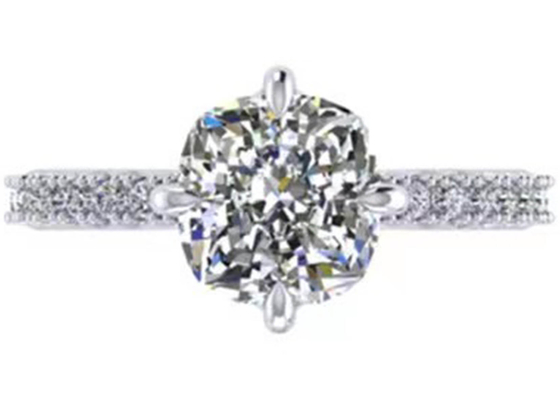 Oro bianco Diamond Ring, anello di fidanzamento 8.13×7.87×5.13mm dell'OEM 18k del taglio del cuscino