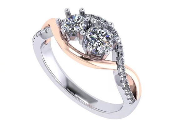 ODM romantico di carati d'argento 2 Tone Color dell'anello 9 del taglio rotondo 9K per nozze