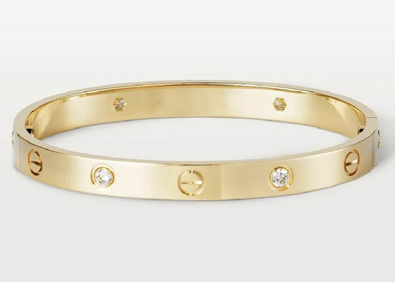 oDM naturale di Diamond Love Bracelet dei gioielli dell'oro solido di 0.42ct 38.05g 18K