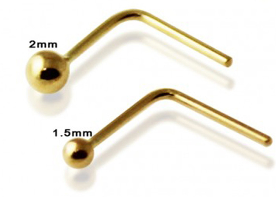Anello di naso a forma di L dell'oro 18k, dimensione di Ring With Ball On End 1.5-2.0mm del naso