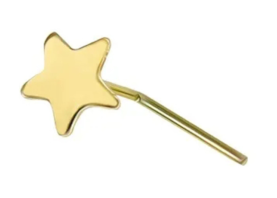 il piercing normale L del naso dell'oro della stella 18K di 3mm modella lo spessore di 0.6mm