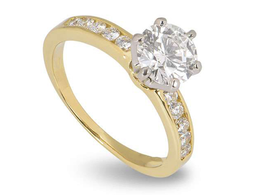 oro bianco 11pcs 0,1 carati Diamond Ring, il RD3.0MM delle donne dell'anello di oro solido di 3.21g 14k