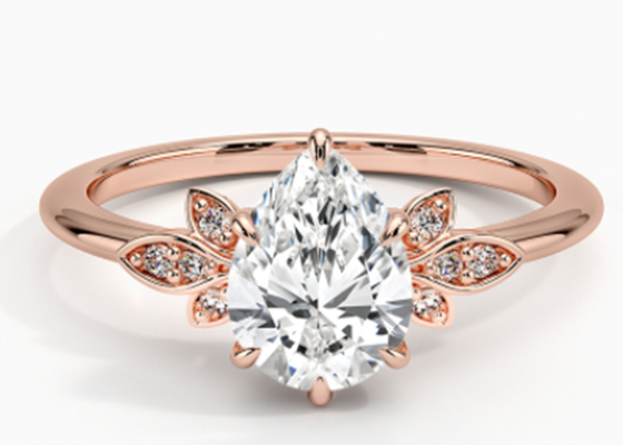 anello di oro dei gioielli di 14K 0.77ct Rose Gold Pear Cut Wedding Moissanite