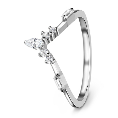 9K / oro bianco naturale di 10K/14K/18K Emerald Cut Diamond Engagement Ring