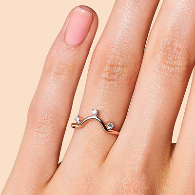 14K Rose Gold Real Diamond Jewellery, immaginazione reale rotonda Diamond Anniversary Rings