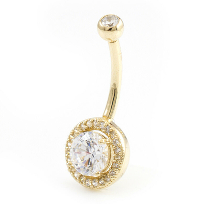 Gioielli solidi del corpo di Ring With Real Diamond 16g dell'ombelico dell'oro 14k