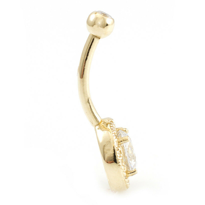 Gioielli solidi del corpo di Ring With Real Diamond 16g dell'ombelico dell'oro 14k