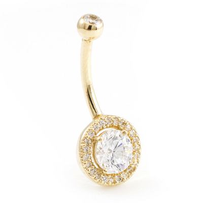Gioielli solidi del corpo di Ring With Real Diamond 16g dell'ombelico dell'oro 14k