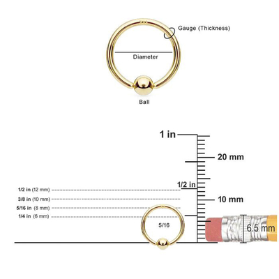 Labbra perforanti di Ring Hoop Cartilage Nose Eyebrow del capezzolo dell'oro dei gioielli 14K