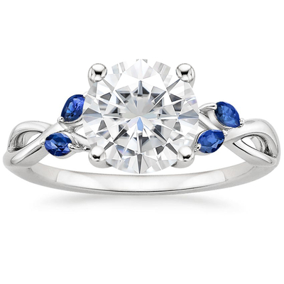 Oro bianco dell'anello 18K di Marquise Cut Blue Moissanite Wedding con il diamante sviluppato laboratorio