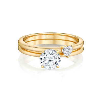 Impegno giallo Ring Set Heart Cut di Moissanite dell'oro solido dei gioielli d'avanguardia