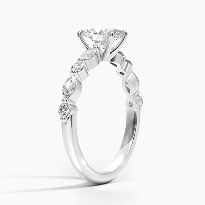 14K / 18K taglio reale bianco dell'oro solido VVS Diamond Moissanite Ring Round Brilliant