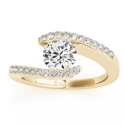 anello di diamante di impegno dell'oro giallo dell'anello di fidanzamento di diamante 14k per le donne