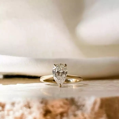 18k oro Diamond Engagement Ring reale, pera Diamond Wedding Ring naturale
