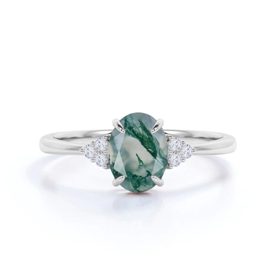 L'esagono Moss Agate Ring con come donne di impegno del regalo suona
