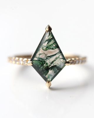L'esagono Moss Agate Ring con come donne di impegno del regalo suona