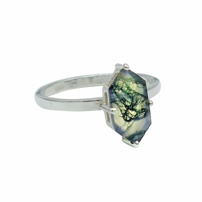 L'esagono Moss Agate Ring con come donne di impegno del regalo suona