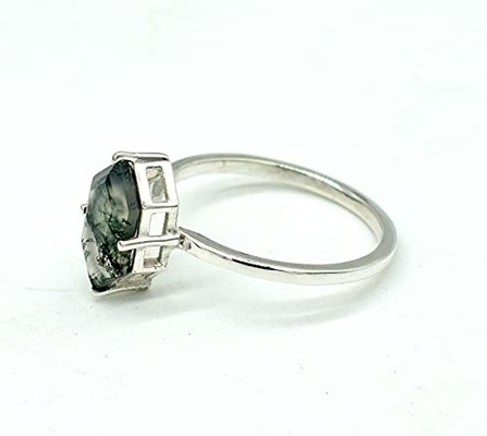 L'esagono Moss Agate Ring con come donne di impegno del regalo suona