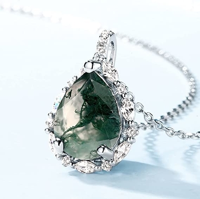 Foglia ispirata naturale solida Moss Agate Jewelry Cluster Emerald di Rose Gold 1.25ct acquatico