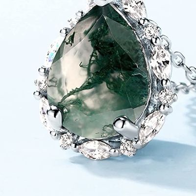 Moss Agate Emerald Ring Set, fede nuziale di promessa del regalo dei gioielli di anniversario