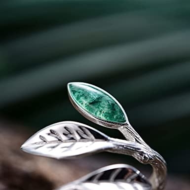Foglia ispirata naturale solida Moss Agate Jewelry Cluster Emerald di Rose Gold 1.25ct acquatico