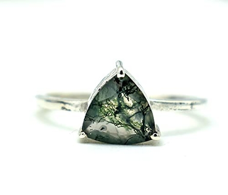 Moss Agate Gemstone Ring genuino, Moss Agate Ring verde, bello anello, Moss Agate Ring