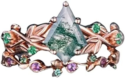 Foglia ispirata naturale solida Moss Agate Jewelry Cluster Emerald di Rose Gold 1.25ct acquatico