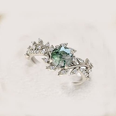 LUO S925 Sterling Silver Sun And Moon Ring Round Shaped 7MM per le donne