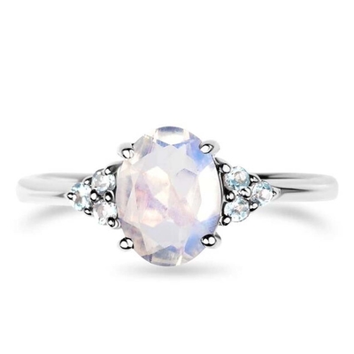 Art Unique 925 Sterling Silver Natural Blue Raw Moonstone Ring Moonstone Jewelry Design