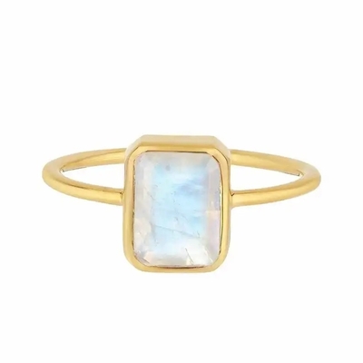 925 gioielli della fabbrica di progettazione placcati oro solido unico di Sterling Silver 18K Ring Large Moonstone Ring Fine