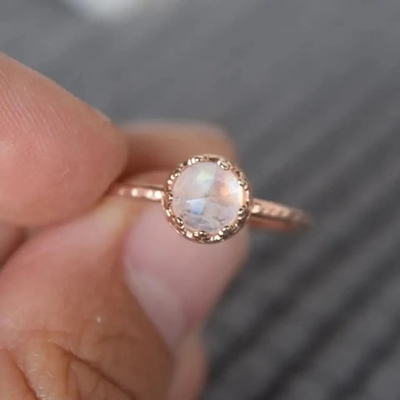 925 gioielli della fabbrica di progettazione placcati oro solido unico di Sterling Silver 18K Ring Large Moonstone Ring Fine