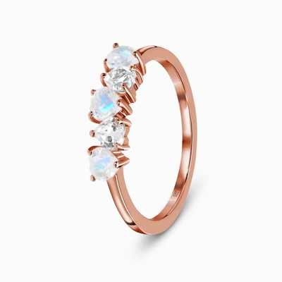 Anello d'avanguardia per l'anello d'impilamento di corrispondenza delicato delle pietre preziose di forma di Sterling Silver Moonstone Ring Heart delle donne 925