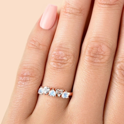 Anello d'avanguardia per l'anello d'impilamento di corrispondenza delicato delle pietre preziose di forma di Sterling Silver Moonstone Ring Heart delle donne 925