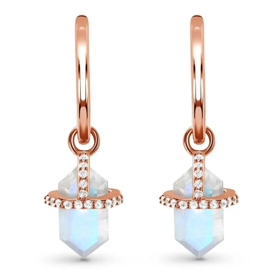 L'esagono di 925 Sterling Silver Natural Stone Jewelry ha tagliato gli orecchini blu del perno di Moonstone dell'arcobaleno
