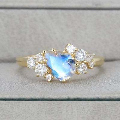 Oro Ring Natural Gemstone Jewelry d'argento dell'anello di fidanzamento 18k di Moonstone della pera