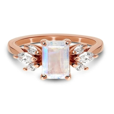 Anello delicato di 925 Sterling Silver Fashion Design Exquisite Moonstone