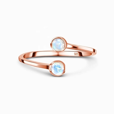 Anelli 925 Sterling Silver della CZ di impegno di Moonstone dell'arcobaleno