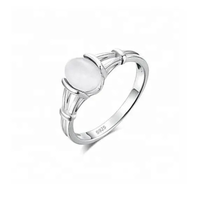 Bello 925 solido Sterling Silver Ring, pietra preziosa ovale Ring For Girls di Moonstone del taglio