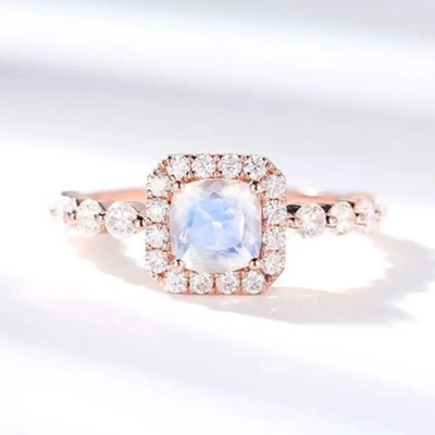 Bello 925 solido Sterling Silver Ring, pietra preziosa ovale Ring For Girls di Moonstone del taglio