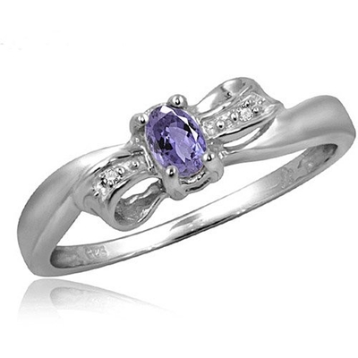 0,25 carati Tanzanite 0,925 Sterling Silver Ring Jewelry con la CZ bianca – anelli della pietra preziosa con ipoallergenico