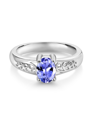0,25 carati Tanzanite 0,925 Sterling Silver Ring Jewelry con la CZ bianca – anelli della pietra preziosa con ipoallergenico